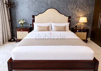 Elegant King Size Wooden Bed with 2 Bedside Tables, Shoe Rack & Coat Hanger – Complete Bedroom Set