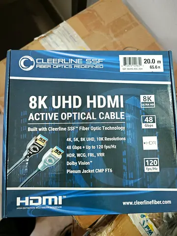 Cleerline SSF 20m 8K UHD Active Optical HDMI Cable - New/Unused