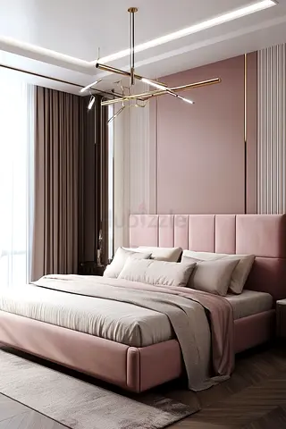 Stylish cozy blush pink colour 180*200 King size bed.