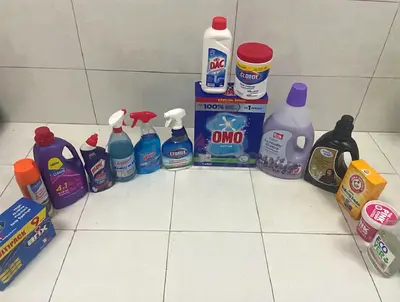 Household cleaning products bundle — detergents, cleaners, and fabric softener - Worth over 300 AED