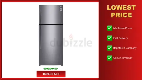 LG Refrigerator 438L Top Mount Double Door Fridge Linear Cooling & Smart Inverter - Platinum Silver