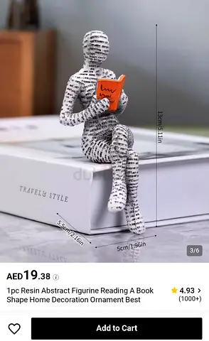 Resin Figurine Reading a Book — Decorative Ornament