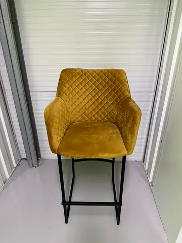 Mustard Yellow Velvet Dining/Accent Chair with Black Metal Legs