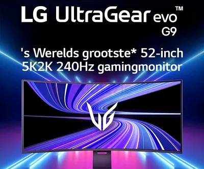 LG UltraGear evo G9 Model 52G930B-B is a 52-inch curved ultrawide gaming monitor. LG markets it as t
