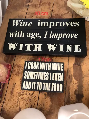Set of 2 Decorative Wooden Signs (40cm & 17cm)