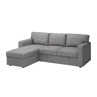 Grey L-shaped Corner Sofa bed with Chaise (3-seater)