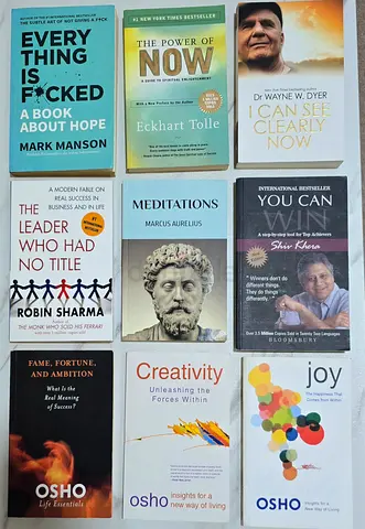 Lot of 10 Self-help & Spiritual Books — Mark Manson, Eckhart Tolle, Osho, Robin Sharma