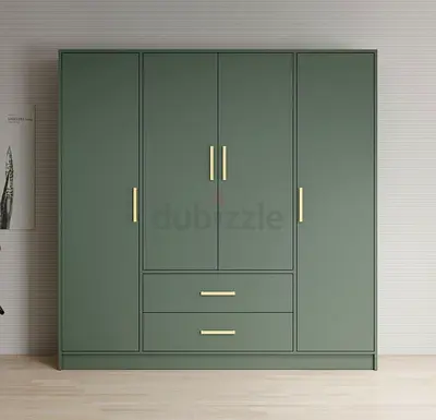 Green 4-Door Wardrobe with Drawers