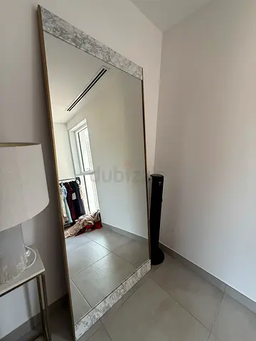 Large Full-Length Floor Mirror – Marble Effect & Gold Frame