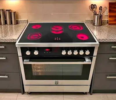Free Delivery Lagermania Italian 5-Burner Electric Ceramic Cooking Range 90x60 CM