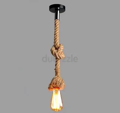Industrial Rope Pendant Light with Edison Bulb - Single Hanging Fixture 1m