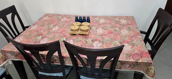 Wooden 6-Seater Dining Table with Chairs - Good Condition