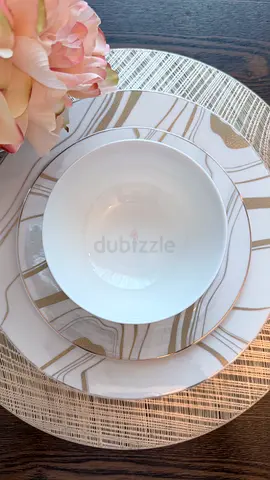 Elegant 12 Piece Dinnerware Set - White and Gold - Serves 4