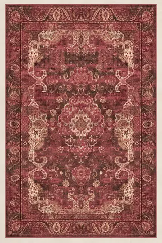 Vintage-style burgundy Persian area rug — 100% Viscose (200x300cm) - good condition