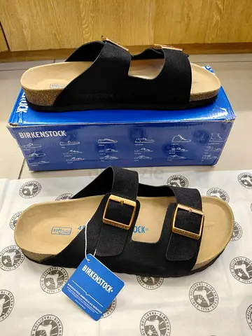 Birkenstock Arizona double strap sandals - black, size 41 (men/women) - new with box