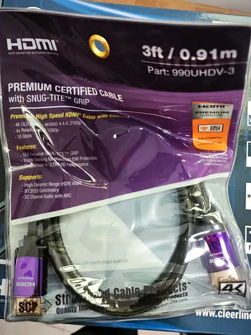 Cleerline 990UHDV HDMI Cable 3ft (0.91m) - High Speed, 4K Ready