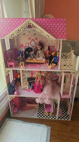 Large Wooden Dollhouse with Furniture - Good Condition(Dolls not included)