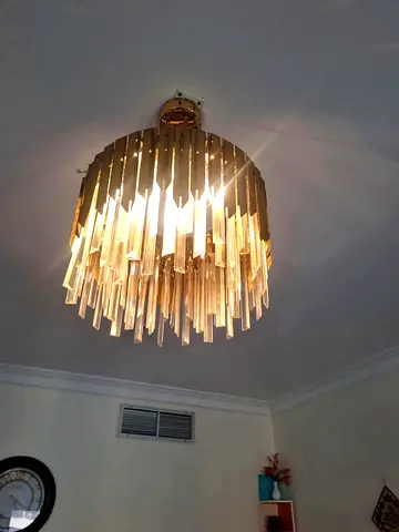 Gold tiered crystal pendant ceiling light chandelier