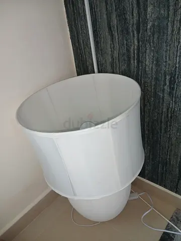 White bedside/table lamp with fabric shade (used, working)