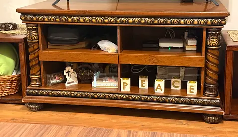 Oak wood T.V unit with tow side tables