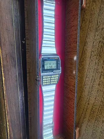 Vintage Casio Calculator Digital Watch with Metal Strap