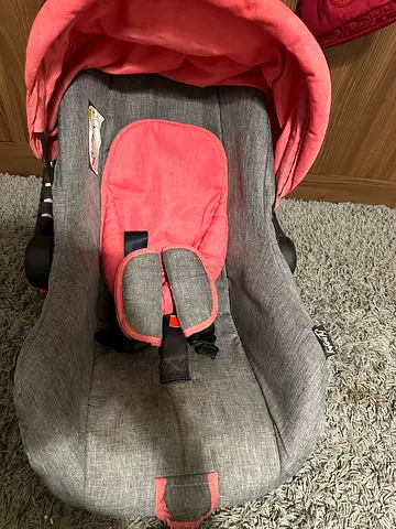 Used Infant Car Seat / Carrier - Grey with Pink Insert