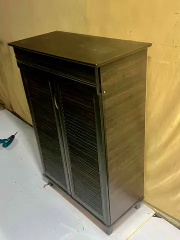 Slim Wooden Shoe Cabinet / Storage Cupboard - Dark Brown