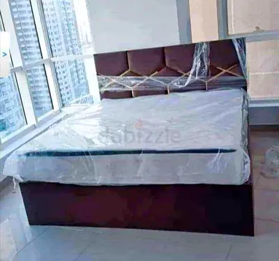 King size upholstered bed frame with mattress (like new)