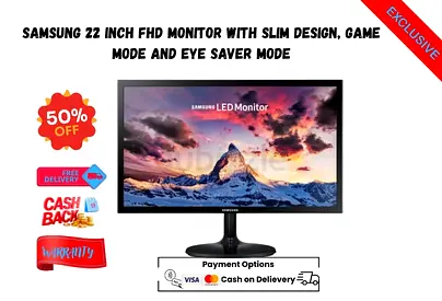 Samsung 22 Inch FHD Monitor with Slim Design, Game Mode and Eye Saver Mode S22F350F-FREE DELIVERY