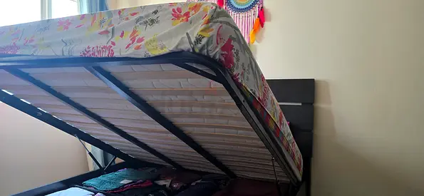 Hydraulic Lift Storage Bed Frame with Mattress - Double/Queen (used)