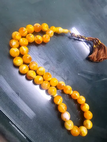 Vintage Amber-Colored Prayer Beads (Misbahah) - 33 Beads with Tassel