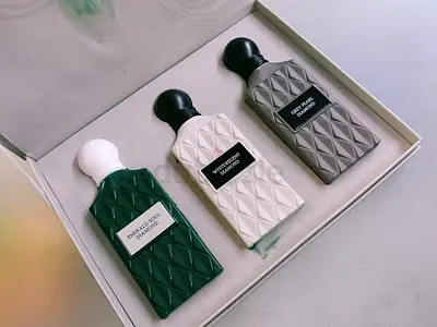 Set of 3 IBRAQ Emerald, White, Grey Bottles (Unused)