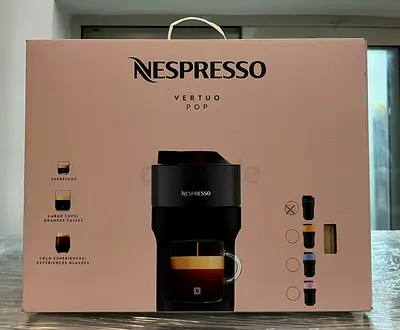 New Nespresso Coffee Machine Vertuo Pop Smart Brewing Technology 1500W, GDV2-GB-BK-NE with Box