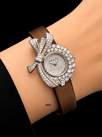 Graff Diamond Bow Women's Watch on Brown Satin Strap
