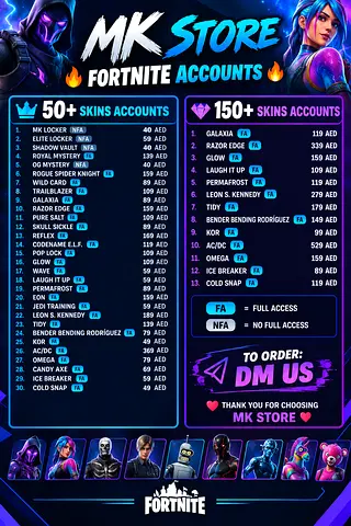 Fortnite Accounts with 50+ and 150+ Skins Available — DM to Order