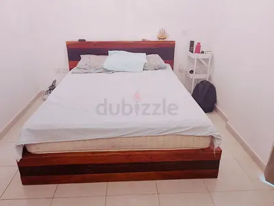 Solid Wood Double Bed Frame with mattress -Good Condition