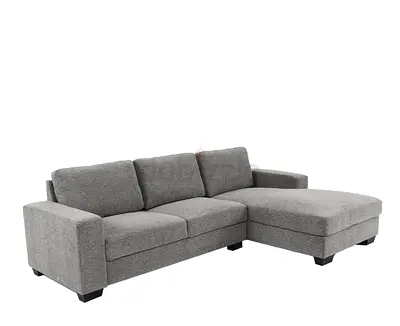 Gray L-shape 3-seater Fabric Sofa with Chaise (Right-facing)