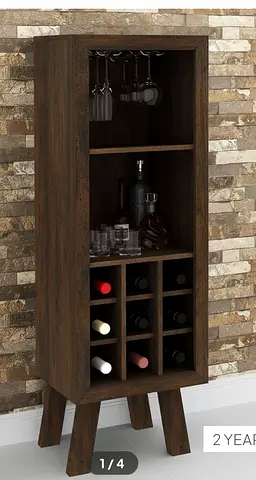 Rustic Zen Wine Cabinet with Wine Rack and Glass Holder