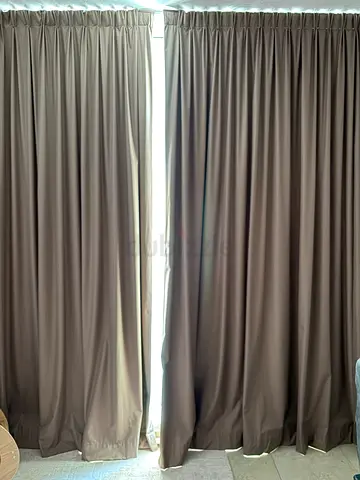 Dark brown blackout curtains - pair, good condition