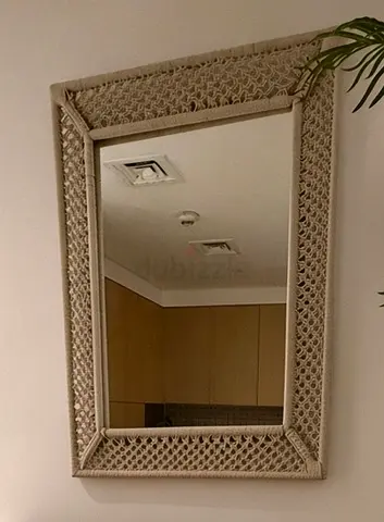 Boho Macrame Wall Mirror, Large Rectangular, Natural Rope Frame, Dubai Creek Harbour