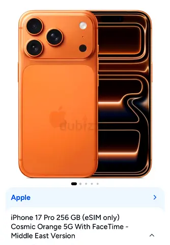 Apple iPhone 17 Pro 256GB BRAND NEW BOX PACK TDRA Cosmic Orange (Middle East, eSIM)