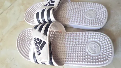 Adidas Slides / Slippers – White & Black | Size 42