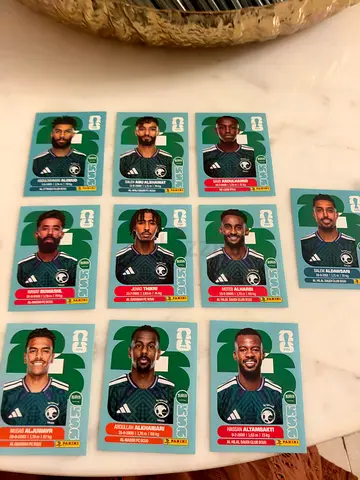 Collection of 9 KSA World Cup Football Player Trading Cards