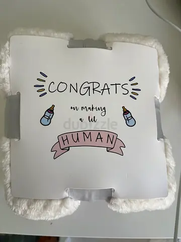 Soft baby blanket / plush throw - 'Congrats Human' design, like new