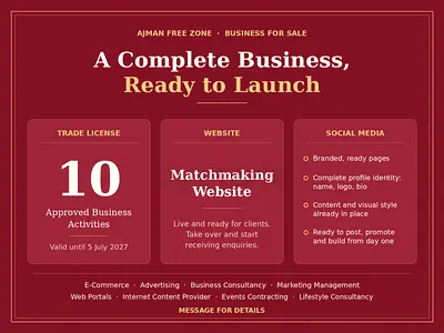 🚀 Ajman Free Zone Trade License + Matrimonial Website