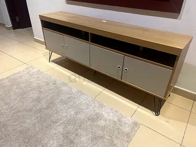 Wooden TV Console Cabinet with Storage and Hairpin Legs