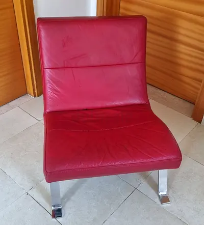 Red leather armchair