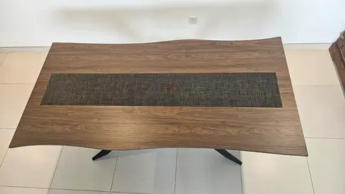 Solid Wood Dining/Work Table with Inlay Strip - Good Condition