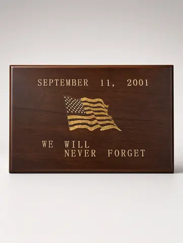 Limited Edition 9/11 Memorial Pin Set – “We Will Never Forget” Wooden Box (286 of 1,000)