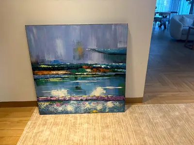 Abstract Seascape Canvas Painting — 100 cm by 100 cm (approx.)